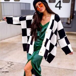 Dressed in LALA I Love You Checkerboard Cardigan - Large